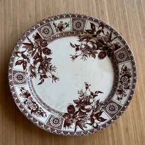 Antique 10” plate Lewis Straus & Sons Brown Transferware Ironstone Garfield